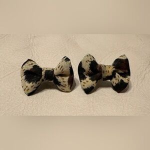 Leopard Print Fabric Bow Stud Earrings